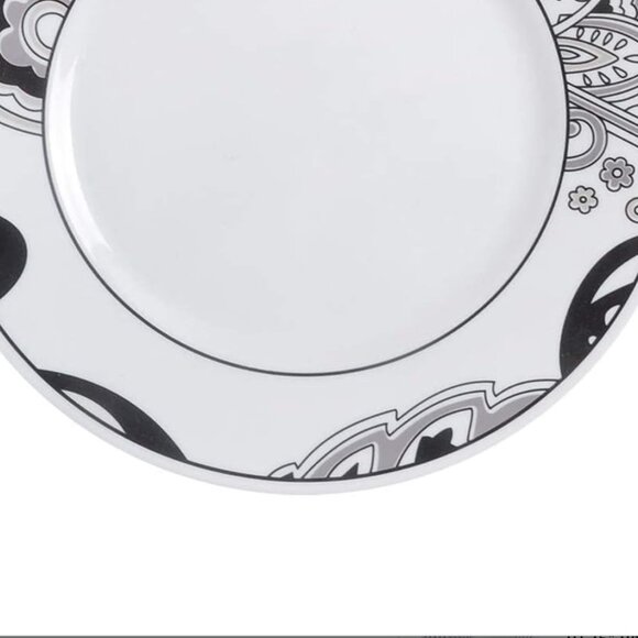 6 Corelle Ceramic Luncheon Plates  Vive Collection Art Nouveau White Black EUC - Picture 4 of 6